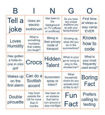 Ghostlight Get to Know Who Bingo Card