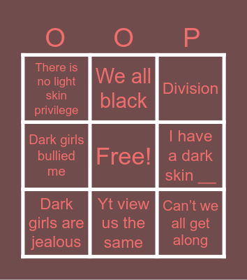 Colorist Bingo Card