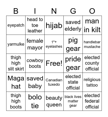 awards Bingo Card