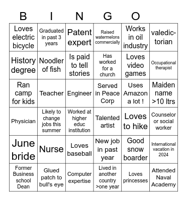 Dobson Reunion Bingo Card