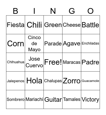 Fiesta Bingo Card
