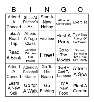 DOVE’S Summer Adventure BINGO Card