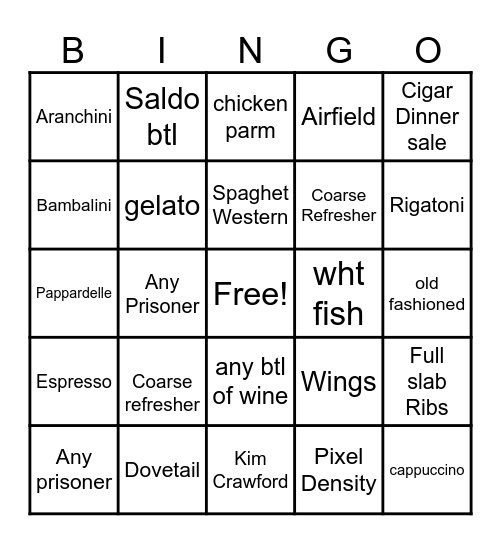 Server Bingo Card