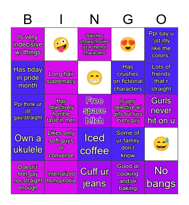 Bisexual Bingo Card