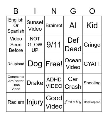 IG REELS BINGO Card