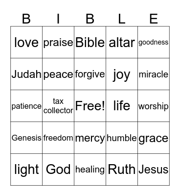 Bible Bingo Card