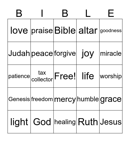 Bible Bingo Card