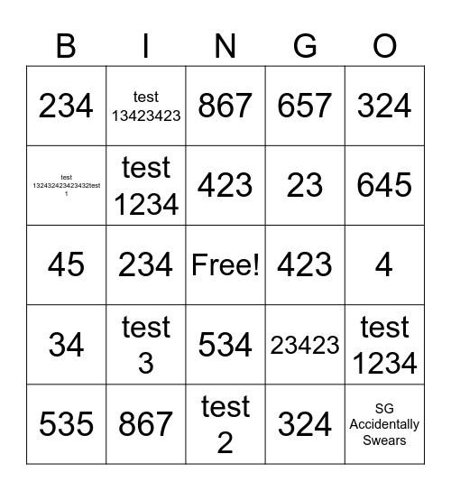 Vigithon Bingo Card Bingo Card