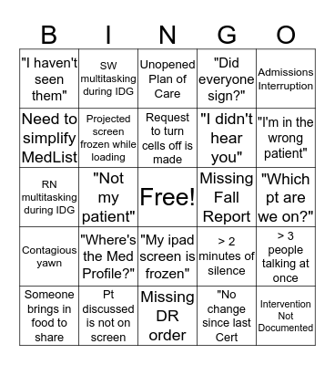 IDG Bingo Card