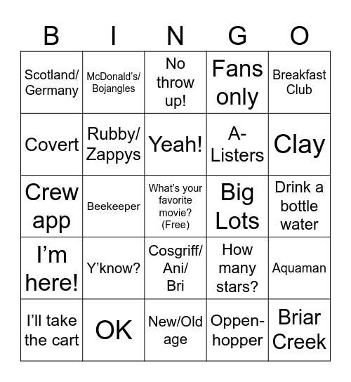 Demetrick Bingo Card