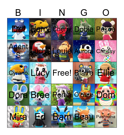 Animal Crossing Villager Hunting Bingo Card