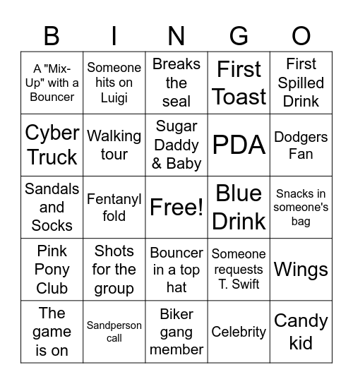 Bar Crawl Bingo Card