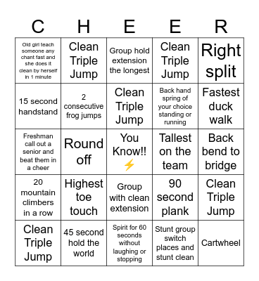CHS Cheer Bingo Card