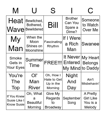 MUSICAL BINGO!!! Bingo Card