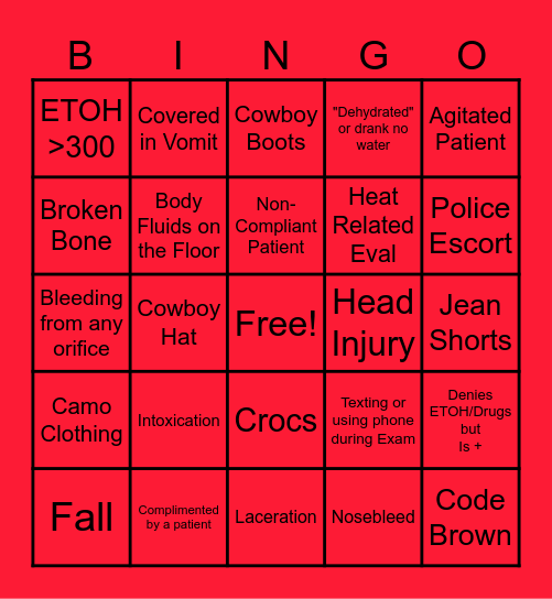 Country Concert Bingo ED Edition Bingo Card