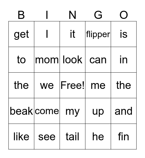 Sight Words for ESY Bingo Card