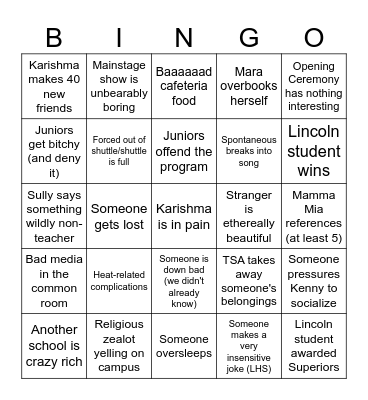 ITF 2024 Bingo Card