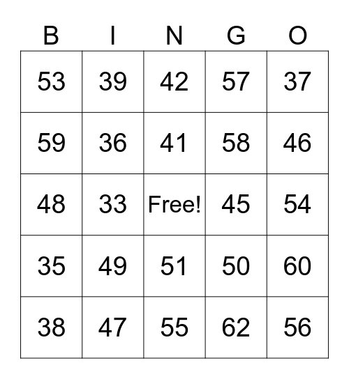 UMED BING-O Bingo Card