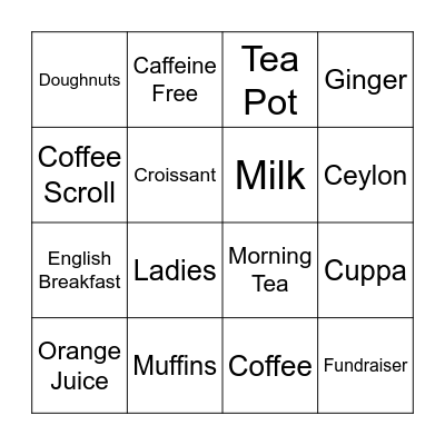 BIGGEST MORNING TEA Bingo Card