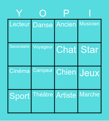 Bingo YOPI AML Bingo Card