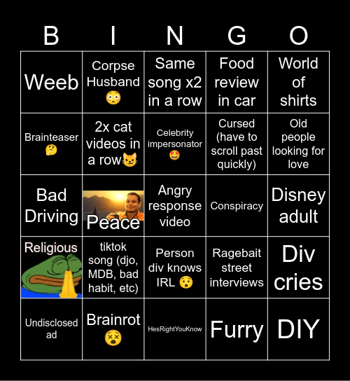 DivTok BINGO Card