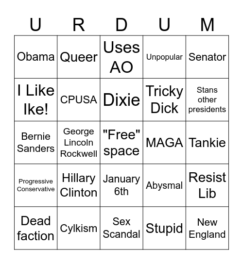 POLITICAL BINGO!!!! Bingo Card