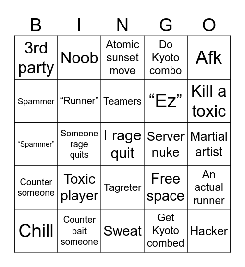 Tsb Bingo Card