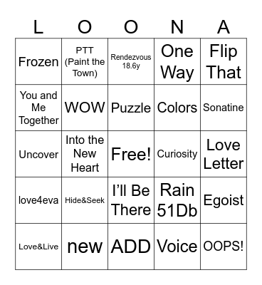 BingOONA Bingo Card