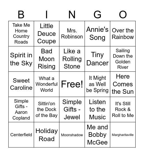 Dogwood Music Bingo Card