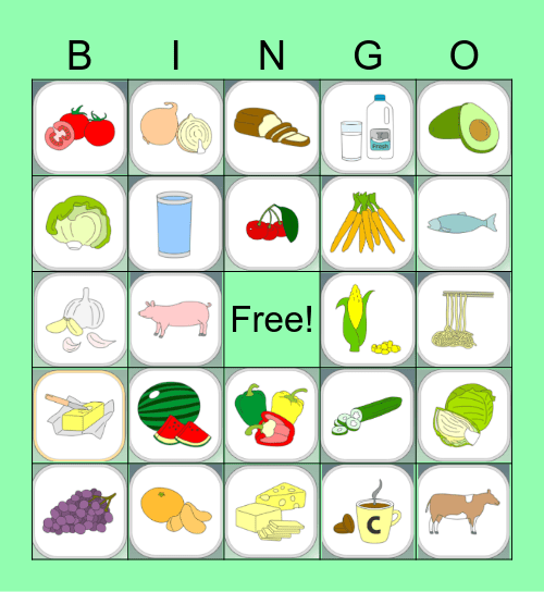 Food Vocabulary Bingo Card