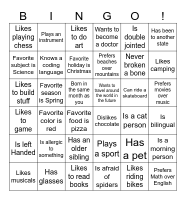 Ice Breaker Bingo Card