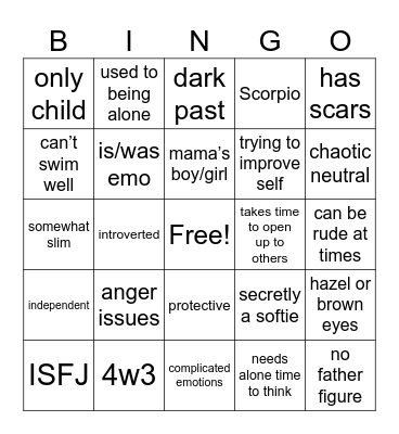 Thistle Bingo Card