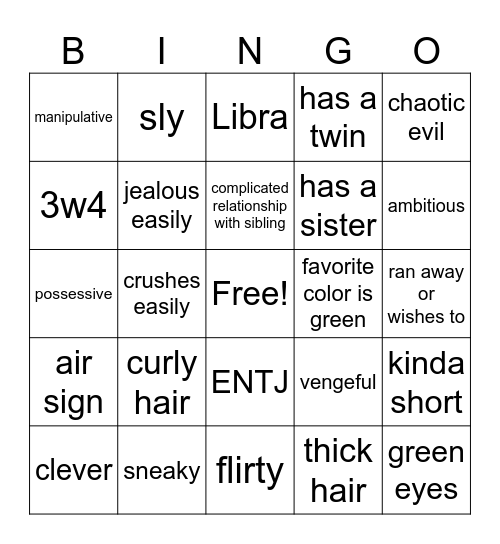 Evergreen Bingo Card