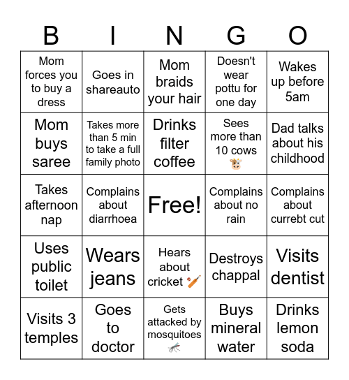 BINGO INDIA EDITION Bingo Card