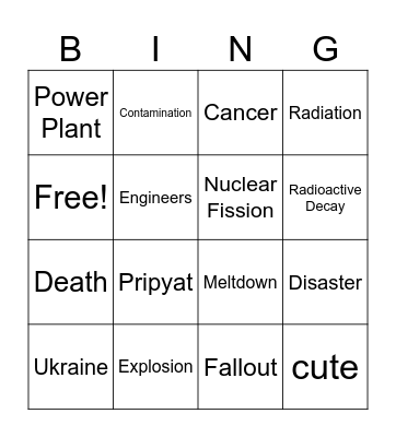 Chernobyl Bingo Card