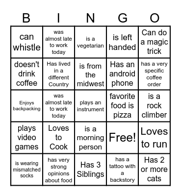 Find someone who... Bingo Card