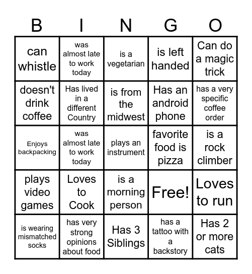 Find someone who... Bingo Card