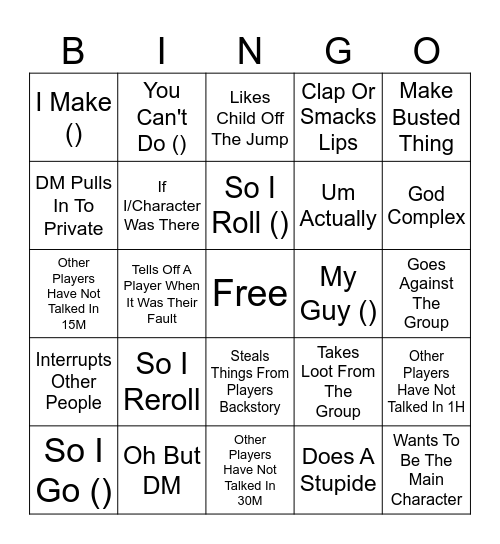 Zero Bingo Card