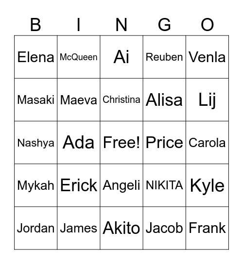 Yumekana Teachers Bingo Card