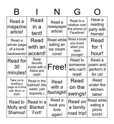 Layla's Reading BINGO Card
