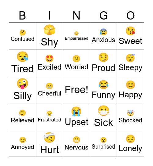 Emotions Bingo Card