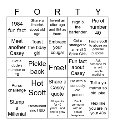 Birthday Bingo Card