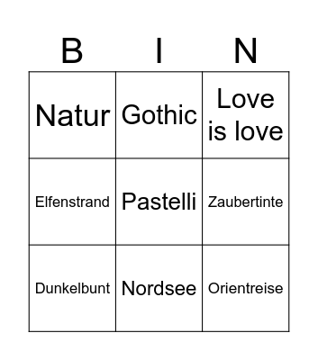 Si Na Bingo Card
