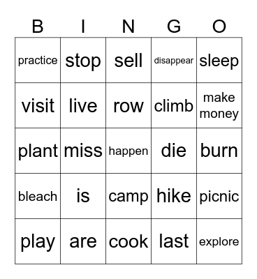past tense-1 Bingo Card