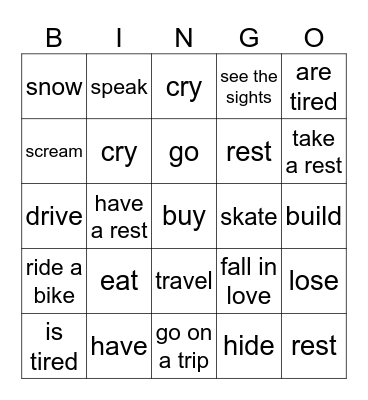 Past tense-2 Bingo Card