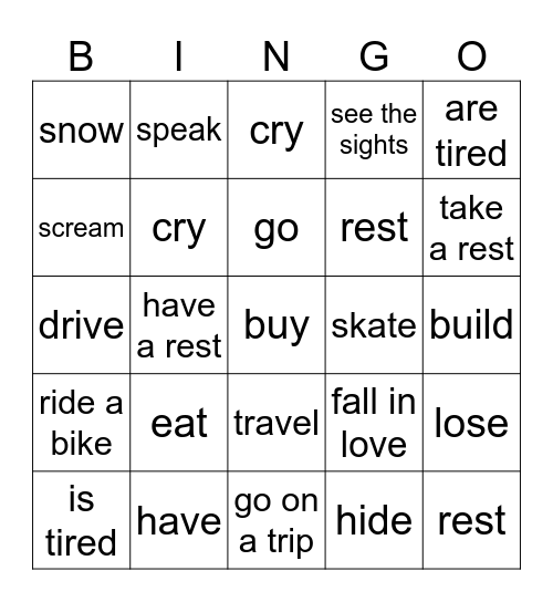 Past tense-2 Bingo Card