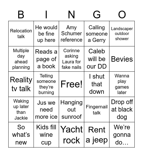 Laura Bingo Card