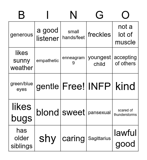 Dragonfly Bingo Card