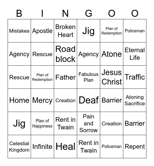 Elder Kearon Bingo Card