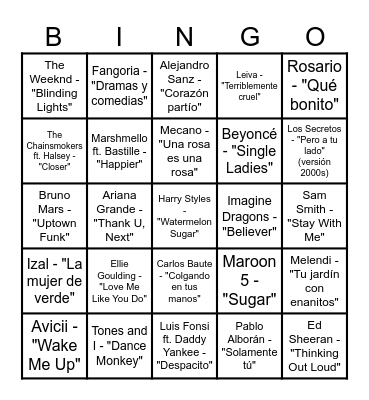BINGO MUSICAL Bingo Card